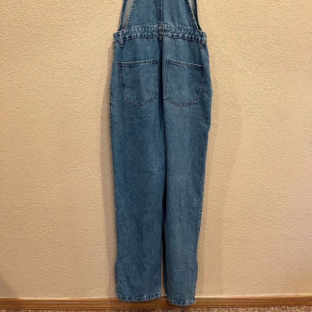 NWT WeWoreWhat Slouchy Slit Denim Overalls - Steel - Picture 10 of 16